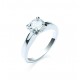 Silver Plated Clear Brilliant-Cut Cubic Zirconia Solitaire Ring