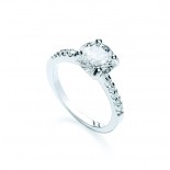 Silver Plated Clear Brilliant-Cut CZ Solitaire Ring + Shoulders
