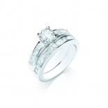 Silver Plated Clear Cubic Zirconia Duo Ring Set