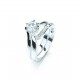 Silver Plated Clear Cubic Zirconia Duo Wishbone Ring Set