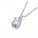 Silver Plated Emerald-Cut Cubic Zirconia Solitaire Pendant