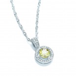 Rhodium Plated Canary CZ Roulette Pendant