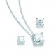 Silver Plated Solitaire Princess-Cut Cubic Zirconia Set