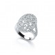 Rhodium Plated Vintage Inspired Floral Ring