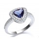Rhodium Plated Sapphire Glass Cushion Ring