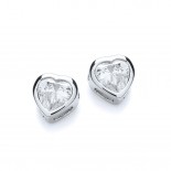 Rhodium Plated Simple Heart Stud Earrings
