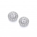 Rhodium Plated Vintage Inspired Button Earrings