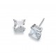 Silver Plated Princess-Cut Cubic Zirconia Stud Earrings