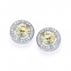 Rhodium & Canary CZ Roulette Stud Earrings