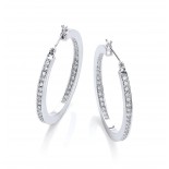Silver Plated Clear Crystal Hoop Earrings