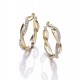 18k Gold and Rhodium Plated Clear Crystal Twist Creole Earrings