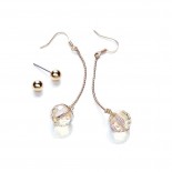 Duo Glass Drop & Gold Stud Earring Set