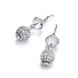 Clear Sparkle Snowball Duo Drop Earrings