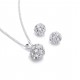 Silver Plated Clear Crystal Snowball Pendant and Earring Set