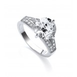 Rhodium Plated Sparkle Solitaire Ring