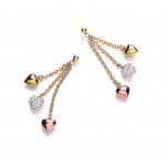 Tri Colour Delicate Drop Heart Earrings
