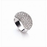 Rhodium Plated Clear Crystal Domed Ring