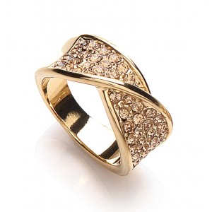 Gold Plated Crystal Twist Ring